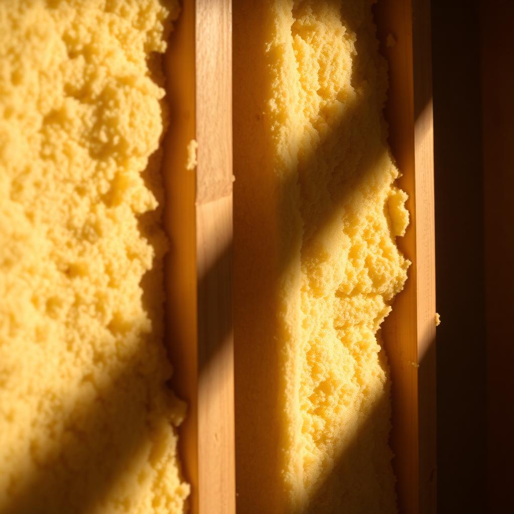 Closed-cell spray foam applied between wall studs for an airtight thermal barrier